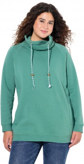 Ulla Popken Drawstring Collar Long Sleeve Sweatshirt Green - Megztiniai ir džemperiai - 