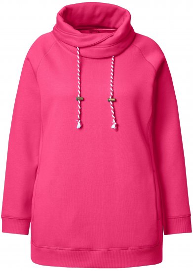 Ulla Popken Drawstring Collar Long Sleeve Sweatshirt Magenta Pink - Megztiniai ir džemperiai - 