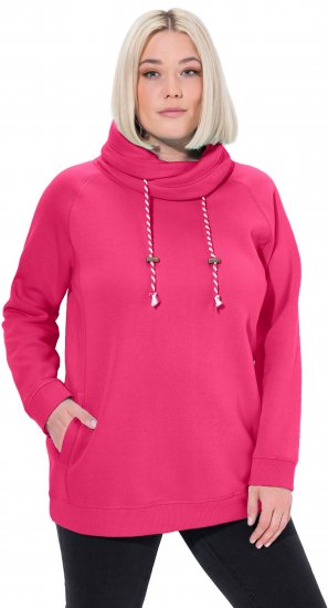Ulla Popken Drawstring Collar Long Sleeve Sweatshirt Magenta Pink - Megztiniai ir džemperiai - 