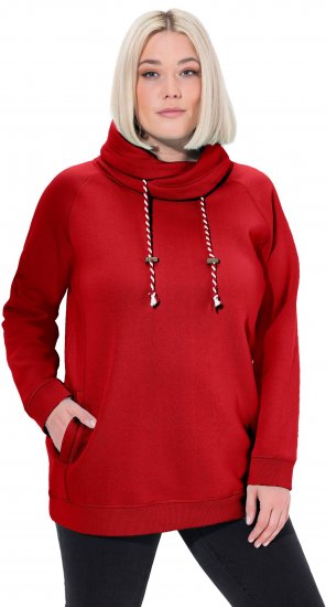 Ulla Popken Drawstring Collar Long Sleeve Sweatshirt Salsa Red - Megztiniai ir džemperiai - 