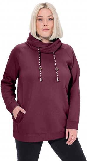 Ulla Popken Drawstring Collar Long Sleeve Sweatshirt Dark Berry - Megztiniai ir džemperiai - 