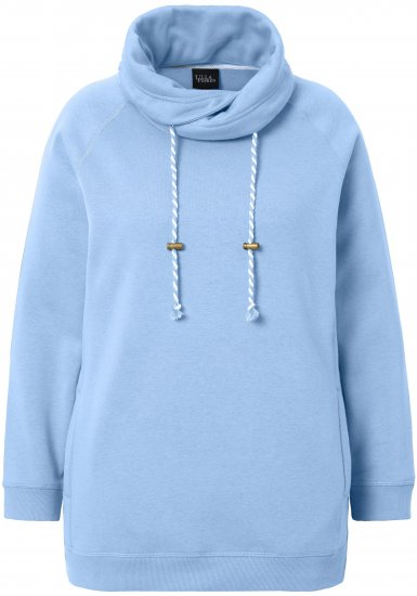 Ulla Popken Drawstring Collar Long Sleeve Sweatshirt Light Blue - Megztiniai ir džemperiai - 