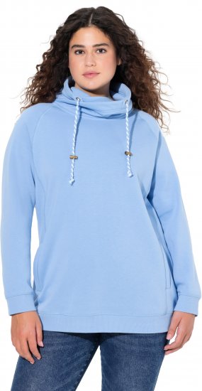 Ulla Popken Drawstring Collar Long Sleeve Sweatshirt Light Blue - Megztiniai ir džemperiai - 