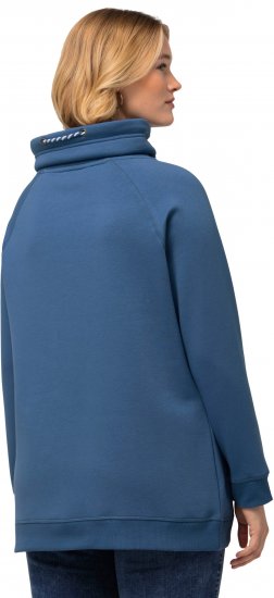 Ulla Popken Drawstring Collar Long Sleeve Sweatshirt Blue Denim - Megztiniai ir džemperiai - 