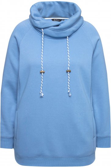 Ulla Popken Drawstring Collar Long Sleeve Sweatshirt Light Cornflower - Megztiniai ir džemperiai - 
