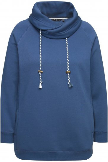 Ulla Popken Drawstring Collar Long Sleeve Sweatshirt Ink Blue - Megztiniai ir džemperiai - 