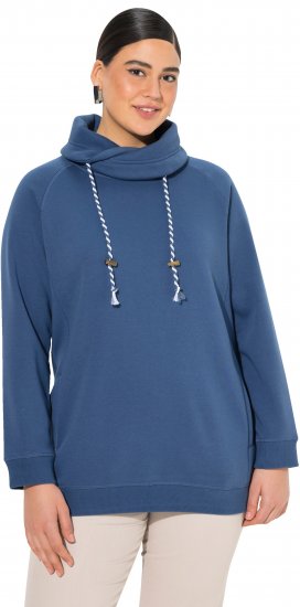 Ulla Popken Drawstring Collar Long Sleeve Sweatshirt Ink Blue - Megztiniai ir džemperiai - 