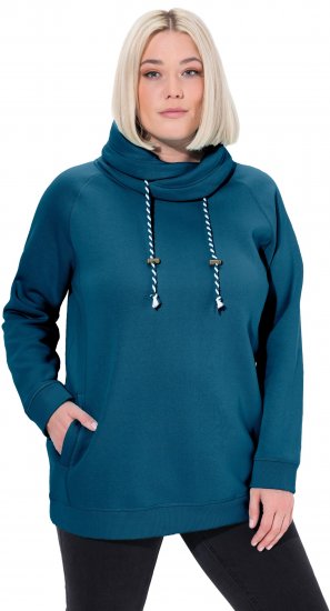 Ulla Popken Drawstring Collar Long Sleeve Sweatshirt Cerulean - Megztiniai ir džemperiai - 