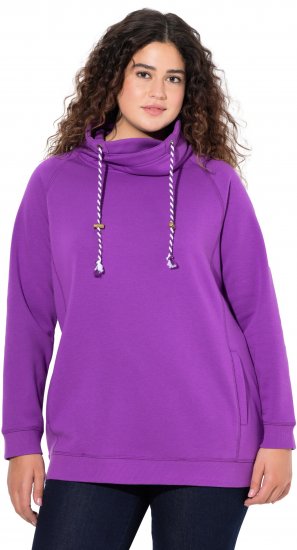 Ulla Popken Drawstring Collar Long Sleeve Sweatshirt Purple - Megztiniai ir džemperiai - 