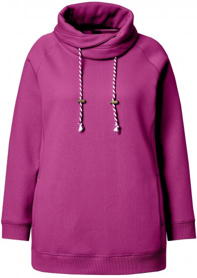 Ulla Popken Drawstring Collar Long Sleeve Sweatshirt Berry - Megztiniai ir džemperiai - 