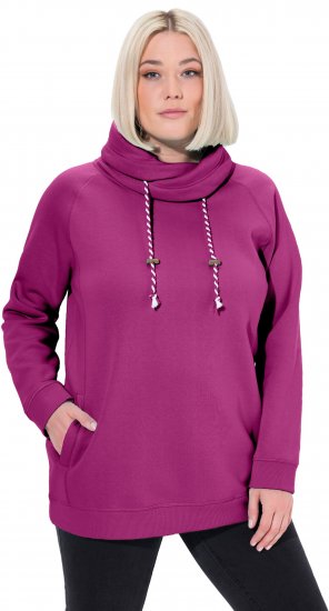 Ulla Popken Drawstring Collar Long Sleeve Sweatshirt Berry - Megztiniai ir džemperiai - 