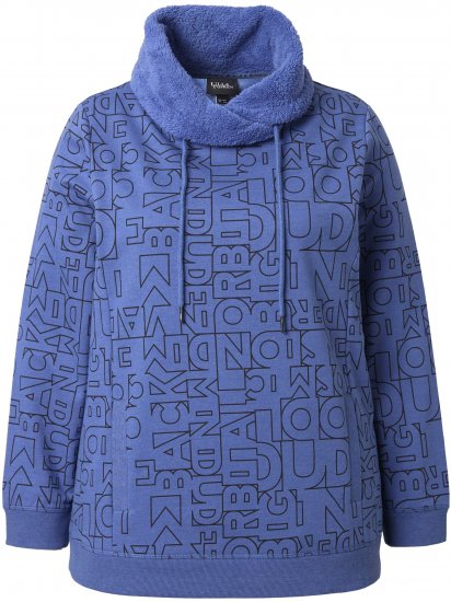 Ulla Popken Teddy Collar Printed Sweatshirt Atlantic Blue - Megztiniai ir džemperiai - 