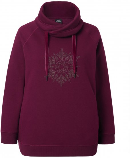 Ulla Popken Rhinestone Snowflake Turtleneck Sweatshirt Dark Ruby - Megztiniai ir džemperiai - 
