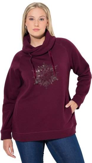 Ulla Popken Rhinestone Snowflake Turtleneck Sweatshirt Dark Ruby - Megztiniai ir džemperiai - 