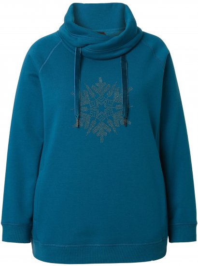 Ulla Popken Rhinestone Snowflake Turtleneck Sweatshirt Teal - Megztiniai ir džemperiai - 