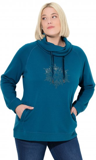 Ulla Popken Rhinestone Snowflake Turtleneck Sweatshirt Teal - Megztiniai ir džemperiai - 