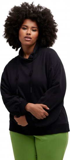 Ulla Popken Gathered Sleeve Oversized Fit Sweatshirt Black - Megztiniai ir džemperiai - 