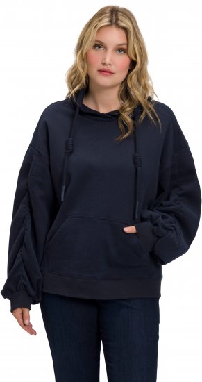 Ulla Popken Gathered Sleeve Oversized Fit Sweatshirt Navy - Megztiniai ir džemperiai - 