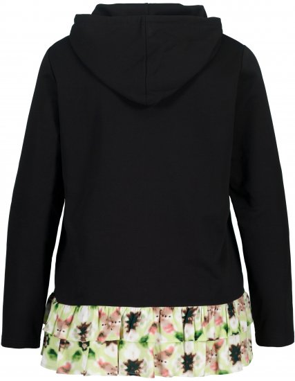 Ulla Popken Ruffle Hem A-line Fit Hooded Sweatshirt Black - Megztiniai ir džemperiai - 