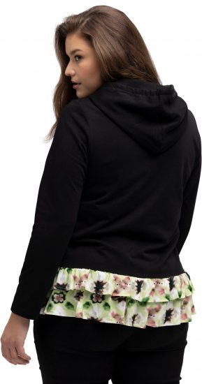 Ulla Popken Ruffle Hem A-line Fit Hooded Sweatshirt Black - Megztiniai ir džemperiai - 