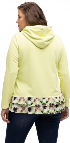 Ulla Popken Ruffle Hem A-line Fit Hooded Sweatshirt Lime Green - Megztiniai ir džemperiai - 