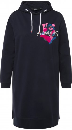 Ulla Popken Extra Long Abstract Graphic Hoodie Navy - Megztiniai ir džemperiai - 