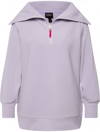 Ulla Popken Long Sleeve Troyer Collar Sweatshirt Pastel Lilac - Megztiniai ir džemperiai - 