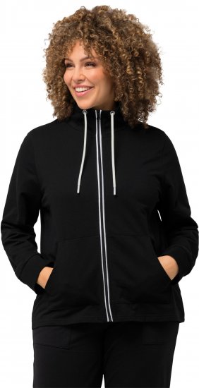 Ulla Popken Contrast Color Zip Up Sweatshirt Black - Megztiniai ir džemperiai - 