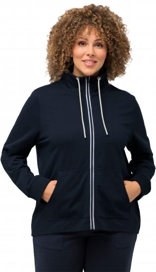 Ulla Popken Contrast Color Zip Up Sweatshirt Navy - Megztiniai ir džemperiai - 
