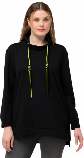 Ulla Popken GLOW Lettered Collared Sweatshirt Black - Megztiniai ir džemperiai - 