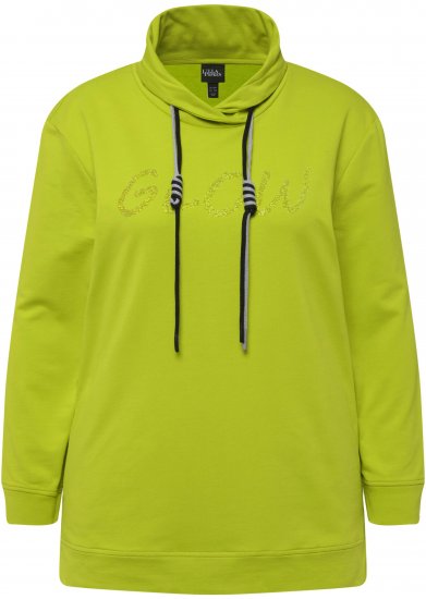 Ulla Popken GLOW Lettered Collared Sweatshirt Apple Green - Megztiniai ir džemperiai - 
