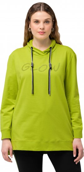 Ulla Popken GLOW Lettered Collared Sweatshirt Apple Green - Megztiniai ir džemperiai - 