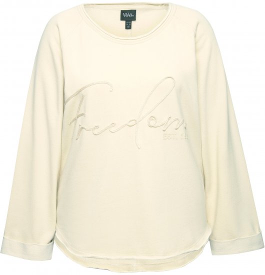 Ulla Popken Embroidered Freedom Rolled Edge Sweatshirt Sand - Megztiniai ir džemperiai - 