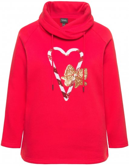 Ulla Popken Sparkling Candy Cane Graphic Sweatshirt Salsa - Megztiniai ir džemperiai - 