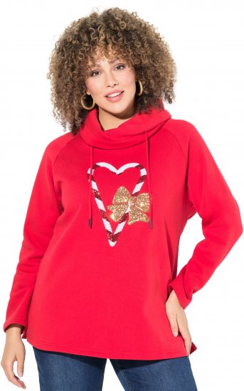 Ulla Popken Sparkling Candy Cane Graphic Sweatshirt Salsa - Megztiniai ir džemperiai - 