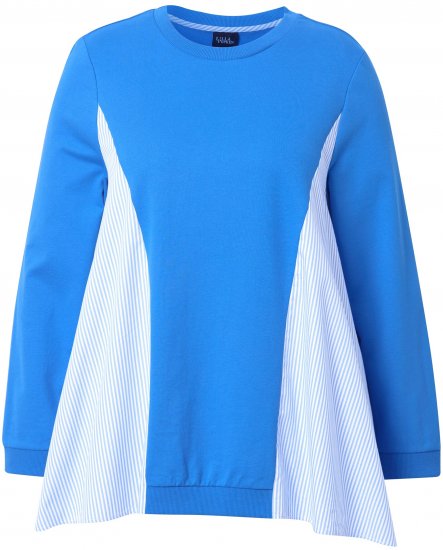 Ulla Popken Pinstripe Gore Long Sleeve Sweatshirt Peacock Blue - Megztiniai ir džemperiai - 