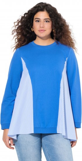 Ulla Popken Pinstripe Gore Long Sleeve Sweatshirt Peacock Blue - Megztiniai ir džemperiai - 