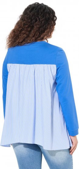 Ulla Popken Pinstripe Gore Long Sleeve Sweatshirt Peacock Blue - Megztiniai ir džemperiai - 