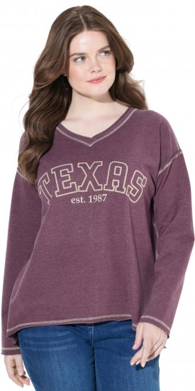 Ulla Popken Texas Contrast Stitching Sweatshirt Dark Ruby - Megztiniai ir džemperiai - 