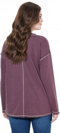 Ulla Popken Texas Contrast Stitching Sweatshirt Dark Ruby - Megztiniai ir džemperiai - 