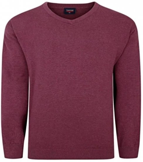 Espionage KW031 V-Neck Pullover Grape Red - Megztiniai ir džemperiai - Megztiniai ir Džemperiai - 2XL-14XL