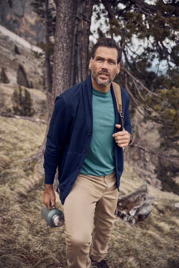 JP1880 Sweat Jacket Shawl Collar Navy - Megztiniai ir džemperiai - Megztiniai ir Džemperiai - 2XL-14XL