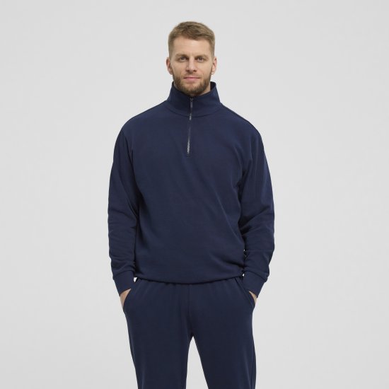 North Latitude Denim Half-Zip Sweatshirt Navy Blue TALL - TALL džemperiai - 