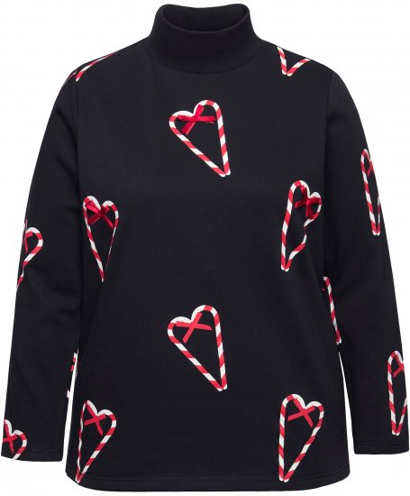 Ulla Popken Candy Cane Graphic Sweatshirt Black - Megztiniai ir džemperiai - 