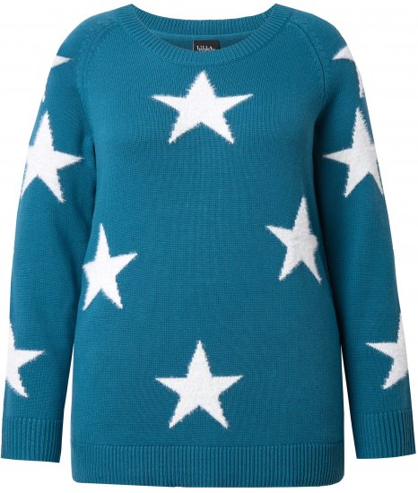 Ulla Popken Glitter Stars Soft Knit Sweater Petrol - Megztiniai ir džemperiai - 