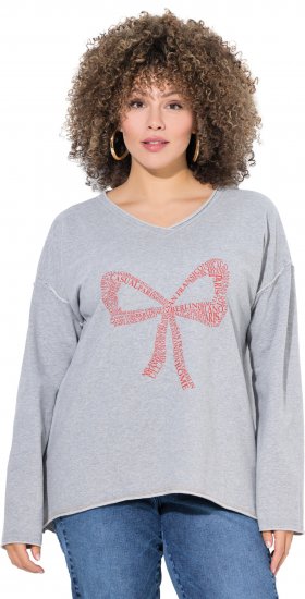 Ulla Popken Bow City Lettering Sweatshirt Light Grey Melange - Megztiniai ir džemperiai - 