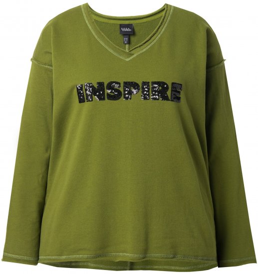 Ulla Popken Inspire Lettering V-Neck Sweatshirt Blooming Bay - Megztiniai ir džemperiai - 