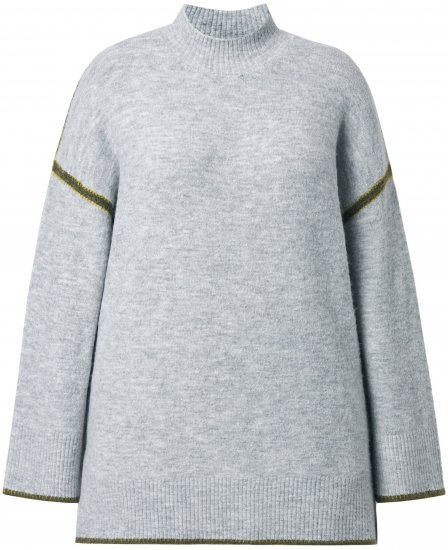 Ulla Popken Decorative Seam Sweater Light Grey Melange - Megztiniai ir džemperiai - 