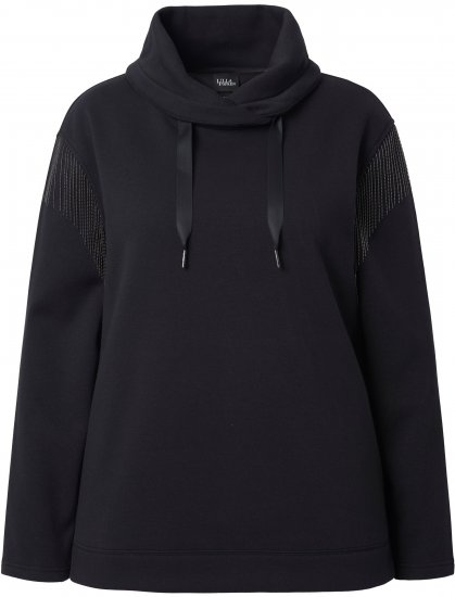 Ulla Popken Chain Fringe Smooth Fleece Sweatshirt Black - Megztiniai ir džemperiai - 