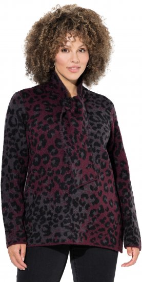 Ulla Popken Leopard Print Scarf Sweater Dark Wine Red - Megztiniai ir džemperiai - 